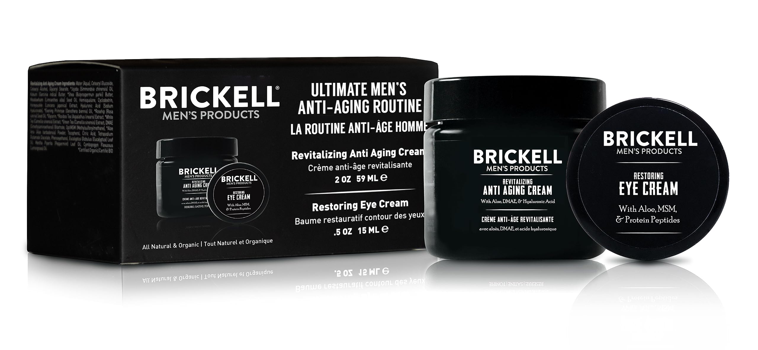 Brickell Men& Ultimate Anti-Aging Routine - Anti-Wrinkle Night Face Cream and Eye Cream to Reduce Puffiness, Wrinkles, Dark Circles, Under Eye Bags - Natural Organic
